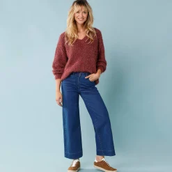 Jeans|Broek<Blancheporte Jeans met hoge taille, voor Kleine Lengtes, binnenpijplengte 65 cm, ruim 7/8-model stone