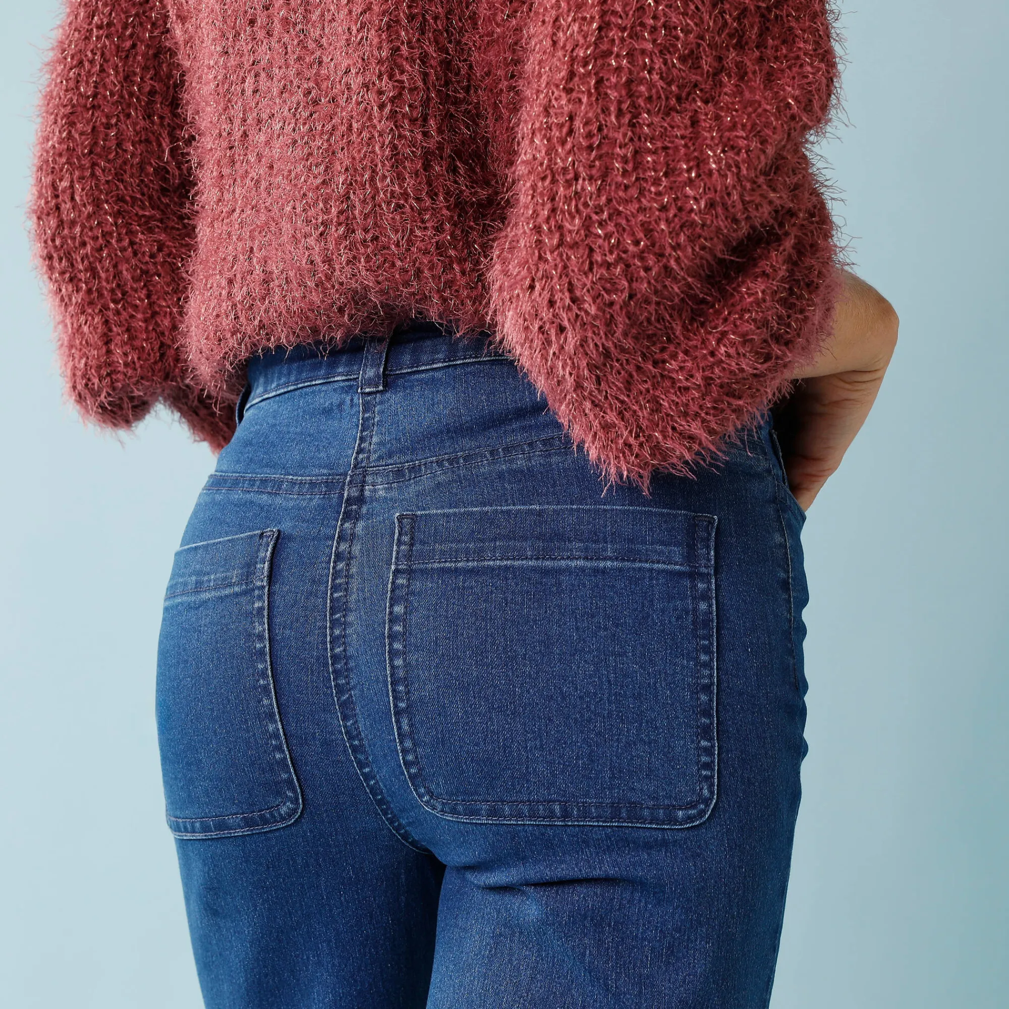 Jeans|Broek<Blancheporte Jeans met hoge taille, voor Kleine Lengtes, binnenpijplengte 65 cm, ruim 7/8-model stone