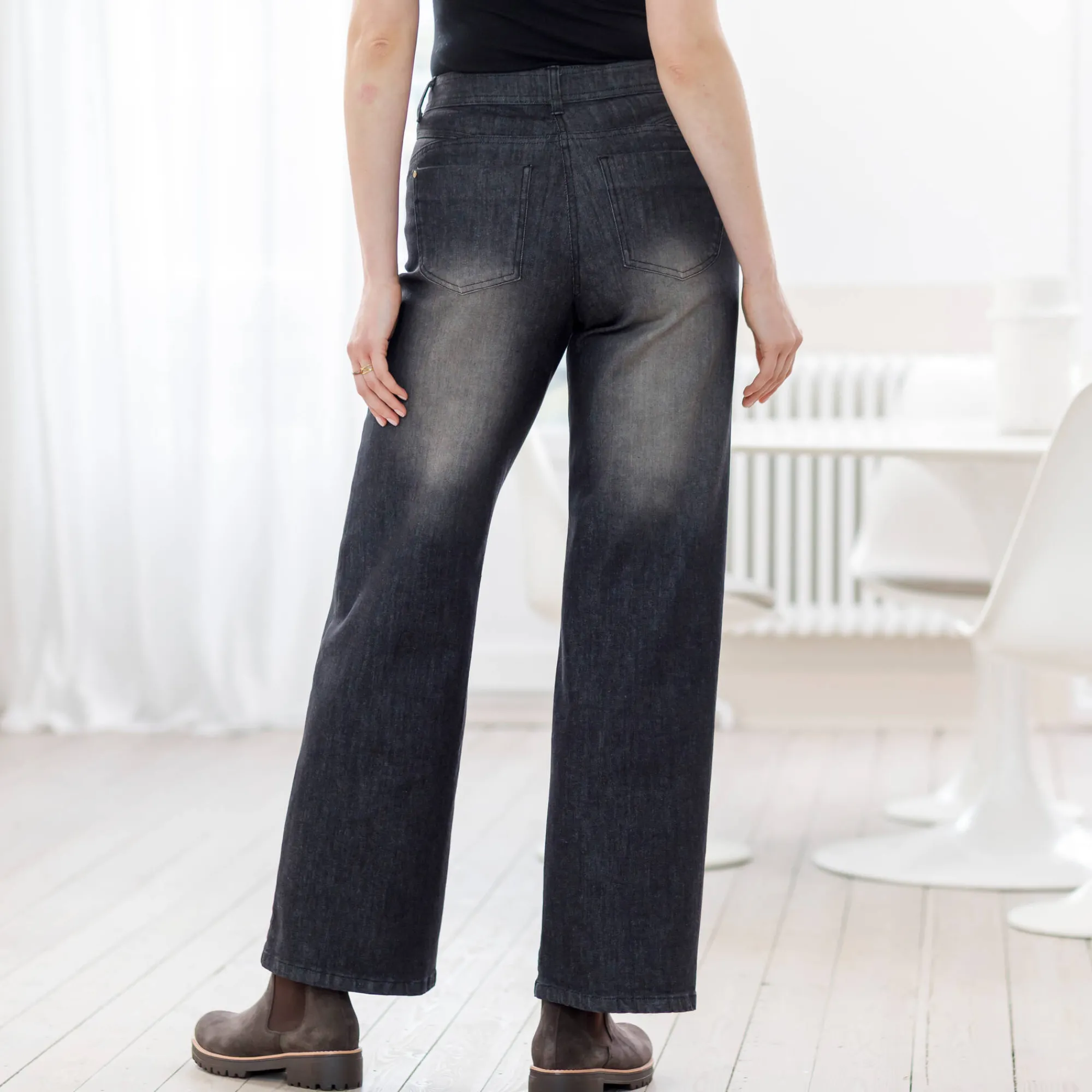 Jeans<Blancheporte Jeans met ruim model, 5 zakken used black