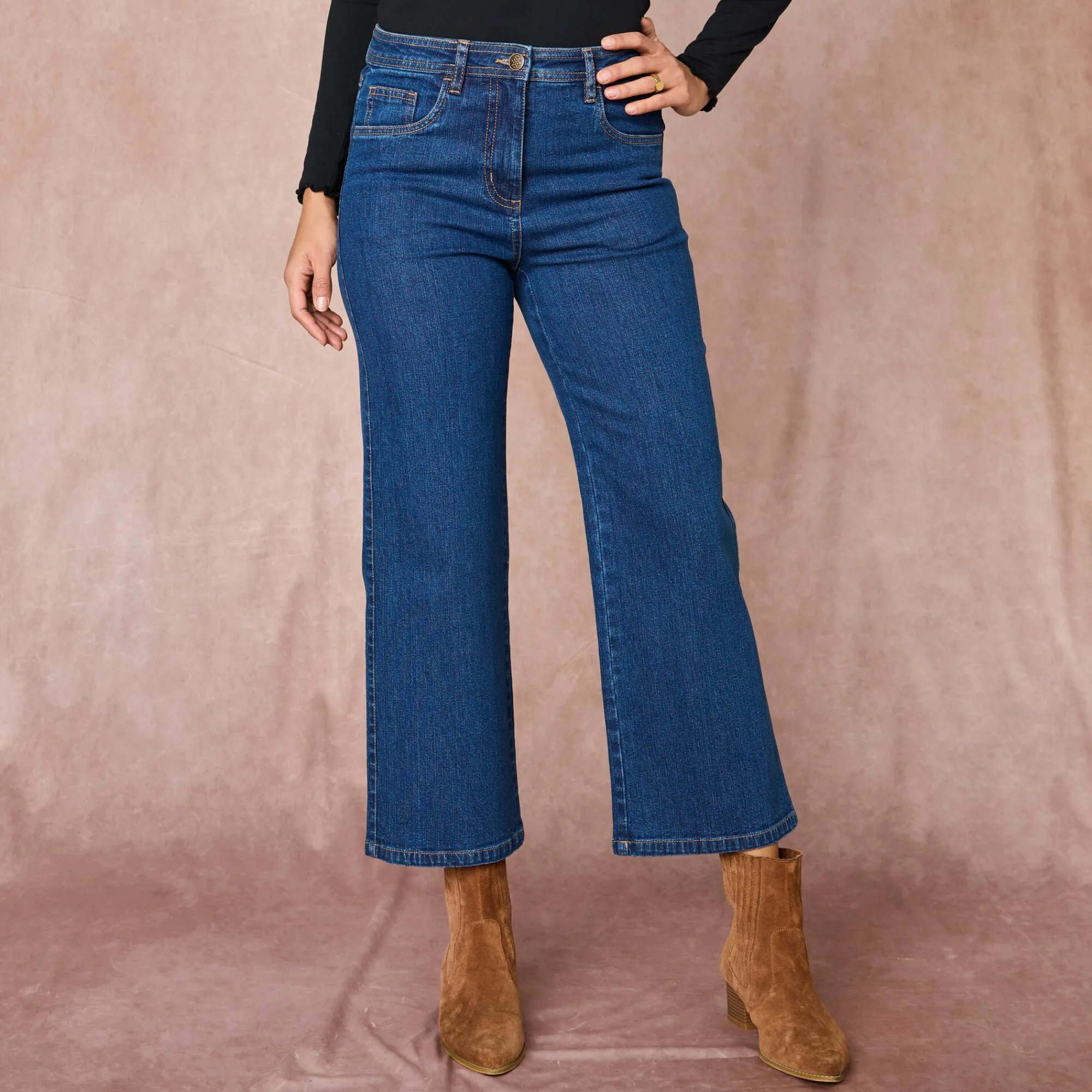 Jeans<Blancheporte Jeans met wijde pijpen, 5 zakken stone