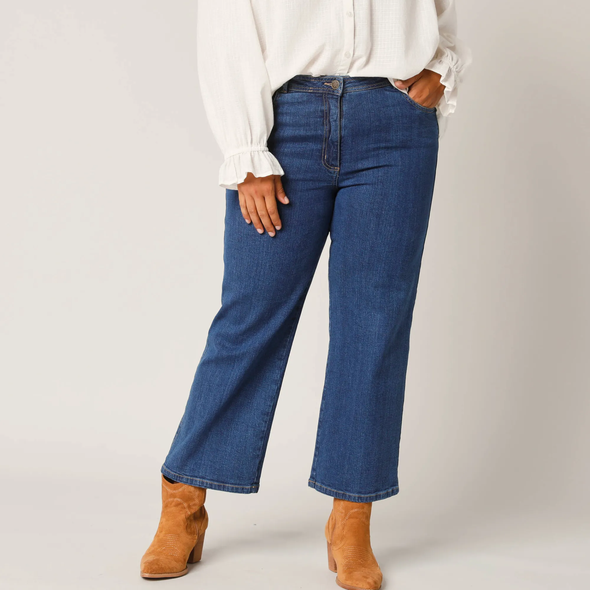 Jeans<Blancheporte Jeans met wijde pijpen, 5 zakken stone