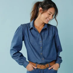 Bloes En Tuniek<Blancheporte Jeansbloes, kleine lengtes stone