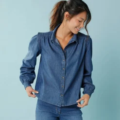 Bloes En Tuniek<Blancheporte Jeansbloes, kleine lengtes stone