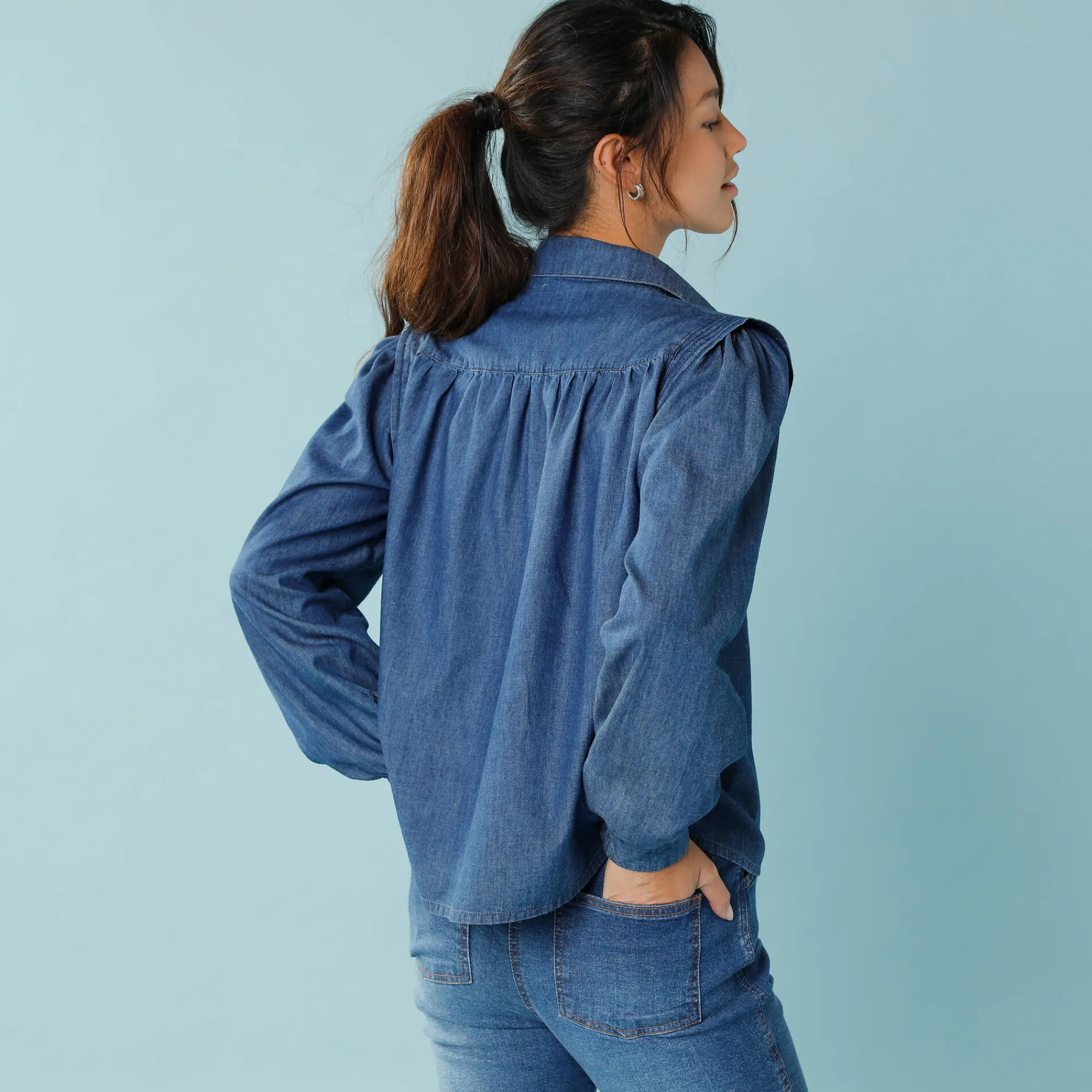 Bloes En Tuniek<Blancheporte Jeansbloes, kleine lengtes stone