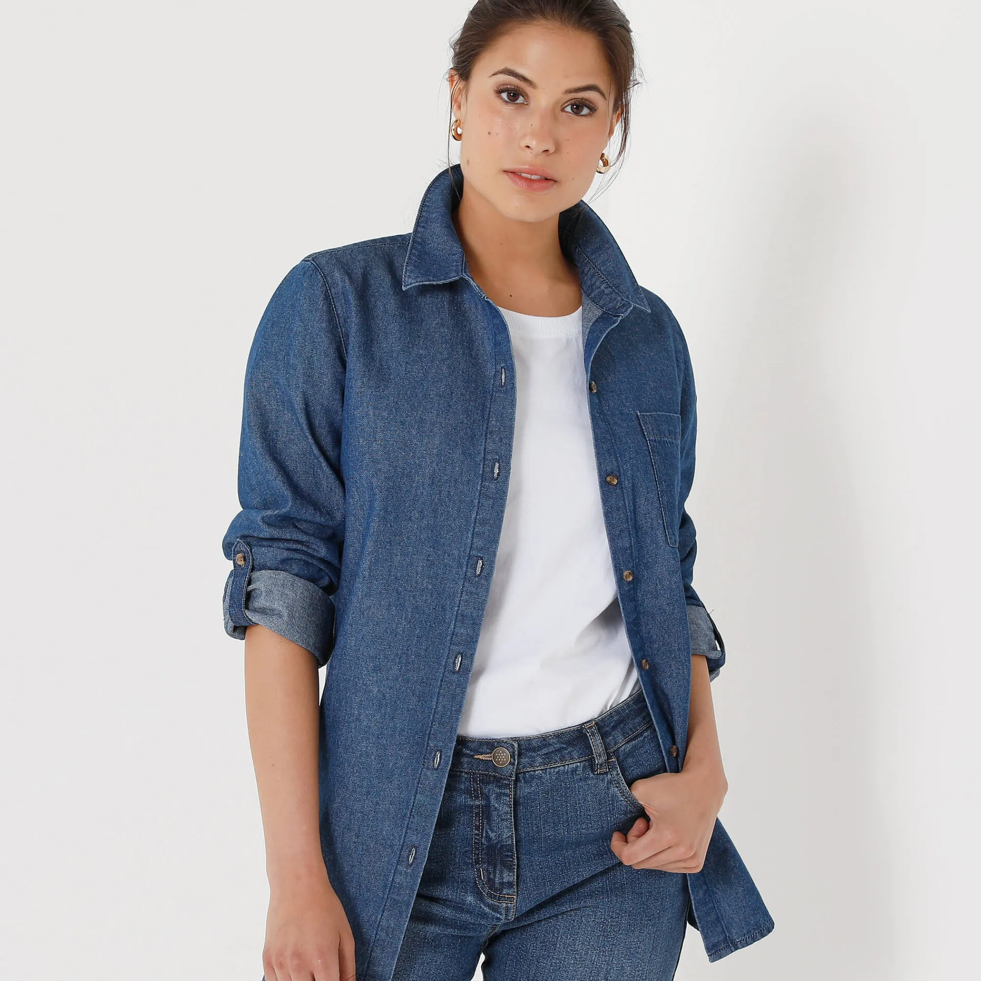 Bloes En Tuniek<Blancheporte Jeanshemd stone
