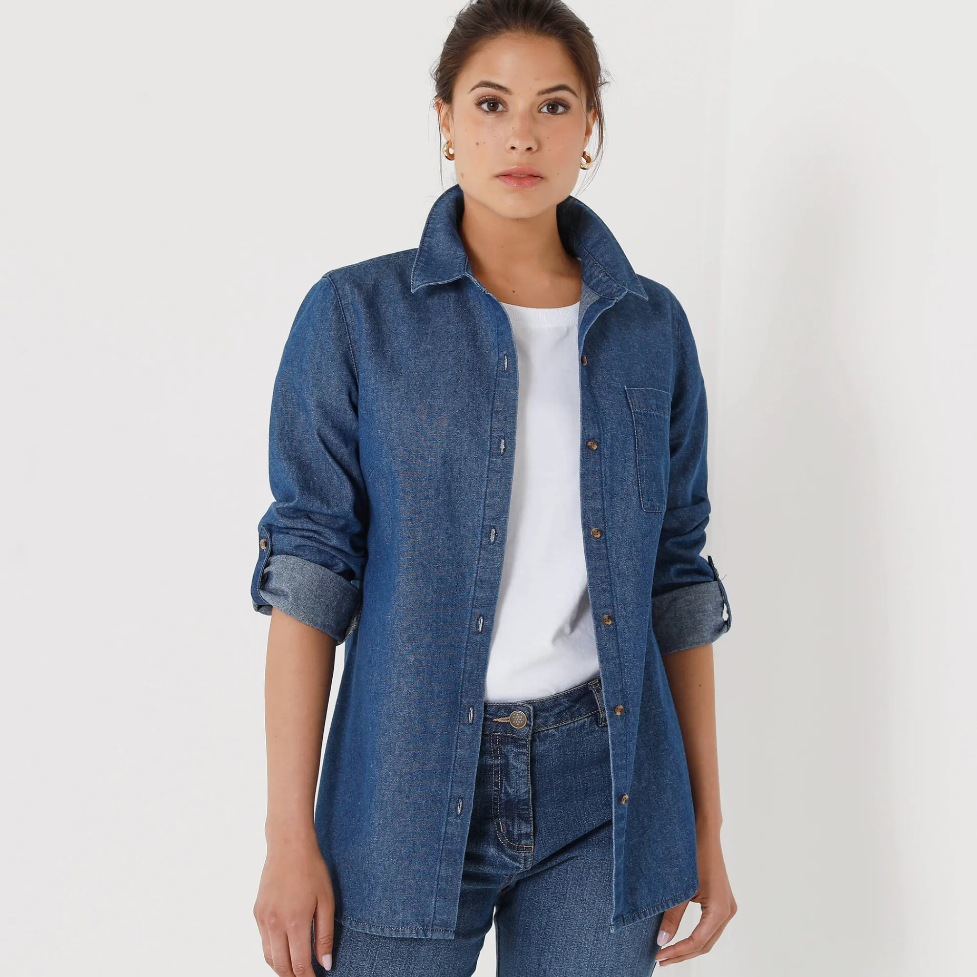 Bloes En Tuniek<Blancheporte Jeanshemd stone