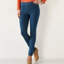 Jeans|Broek<Blancheporte Jegging in denim met elastische taille, grote lengte stone