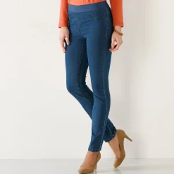Jeans|Broek<Blancheporte Jegging in denim met elastische taille, grote lengte stone