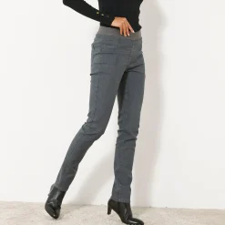 Jeans<Blancheporte Jegging in denim met elastische taille, grote lengte donkergrijs
