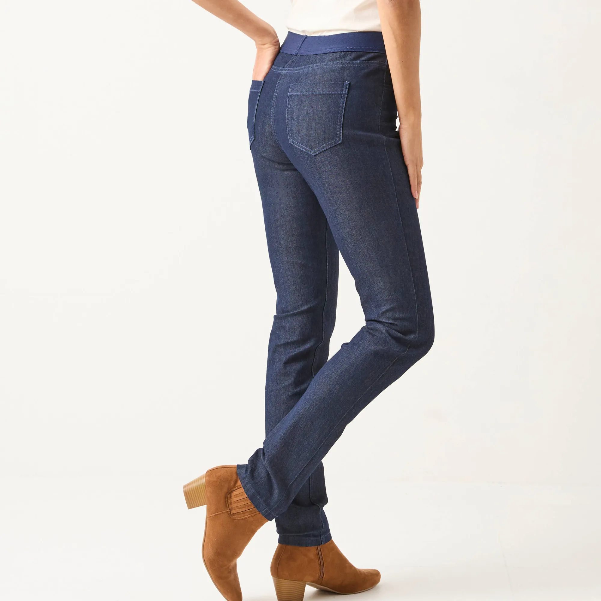 Jeans<Blancheporte Jegging in denim met elastische taille, grote lengte raw