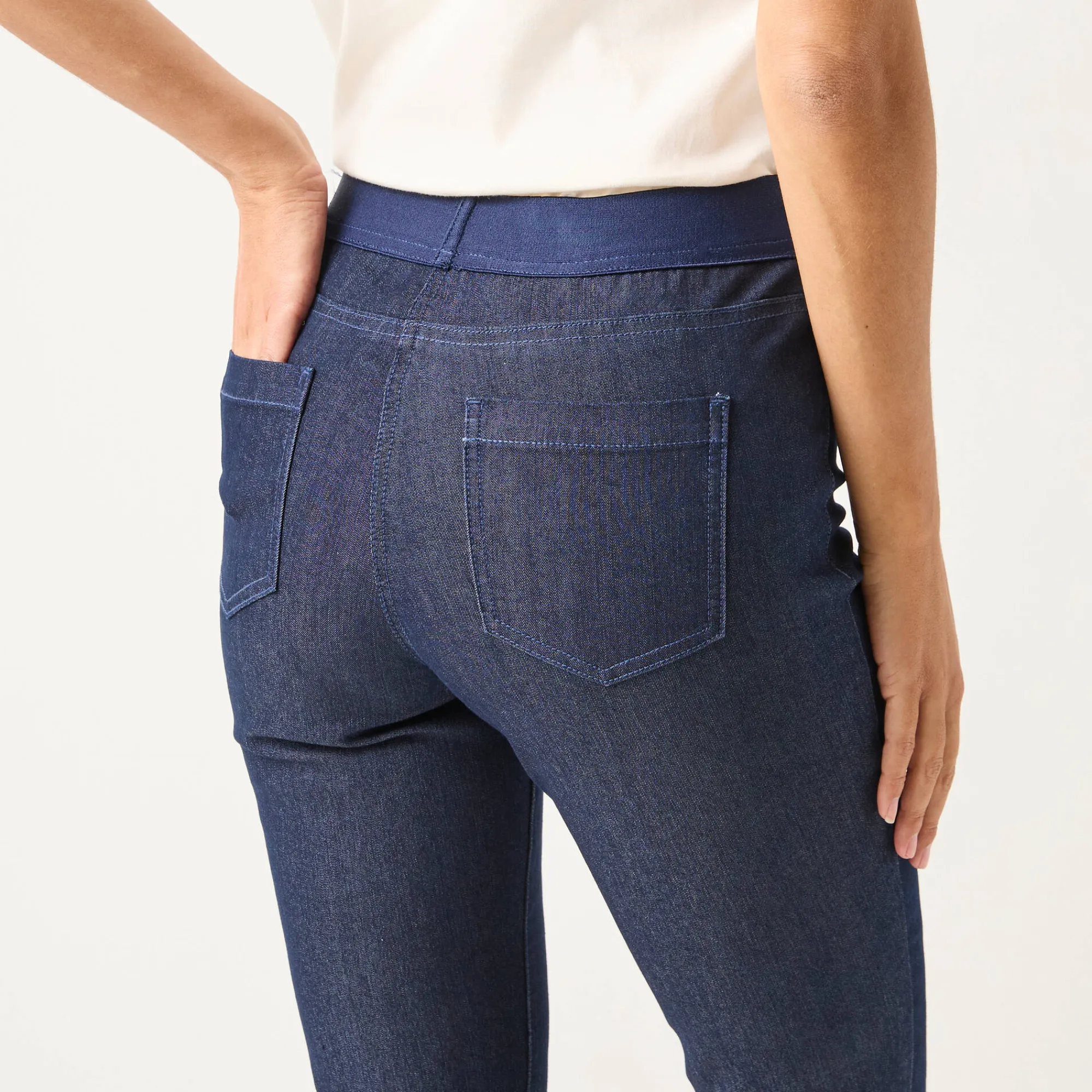 Jeans<Blancheporte Jegging in denim met elastische taille, grote lengte raw