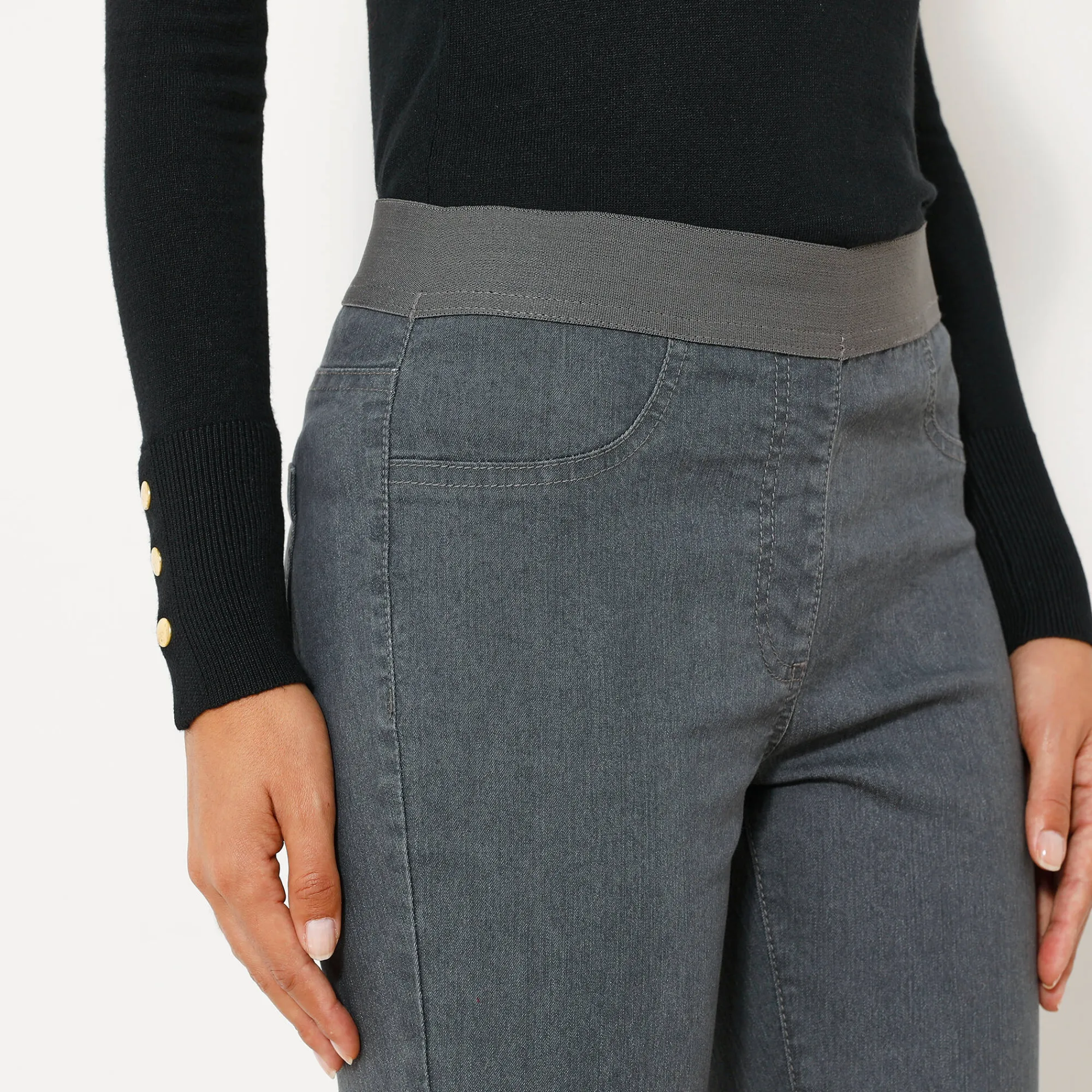 Jeans<Blancheporte Jegging in denim met elastische taille - kleine lengte donkergrijs