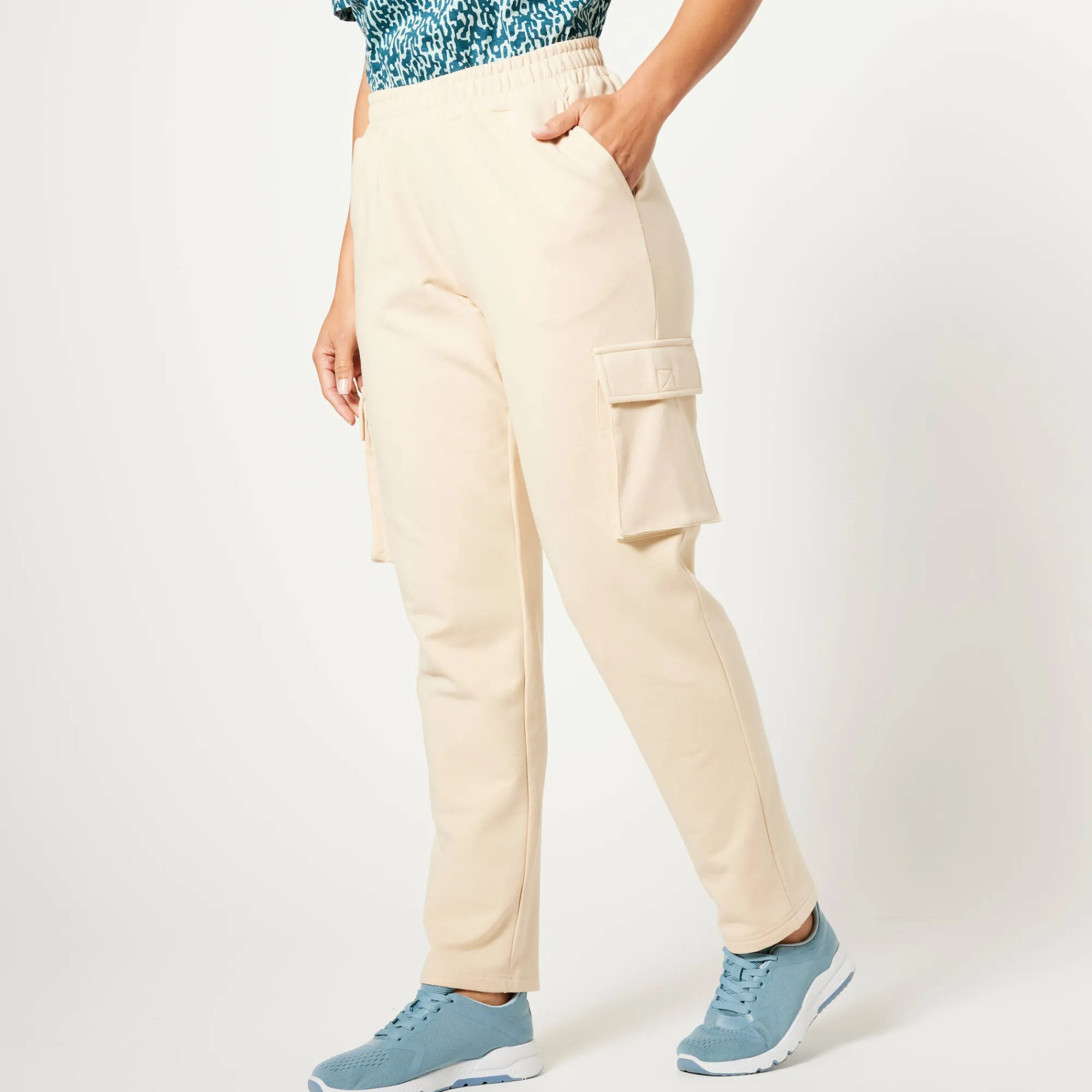 Broek<Blancheporte Joggingbroek in battlestijl zandkleur