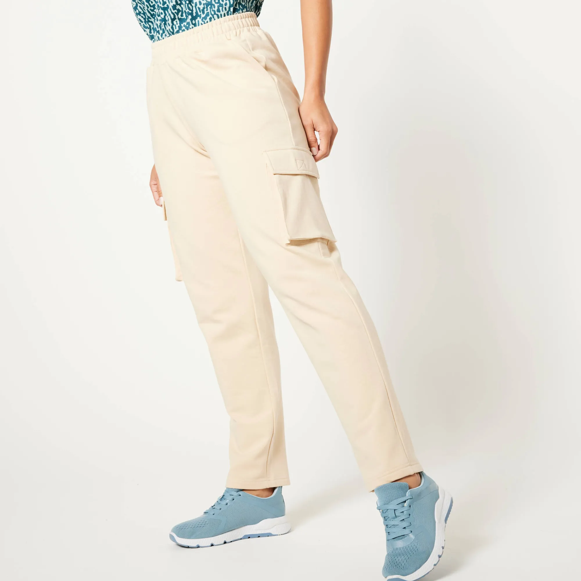 Broek<Blancheporte Joggingbroek in battlestijl zandkleur