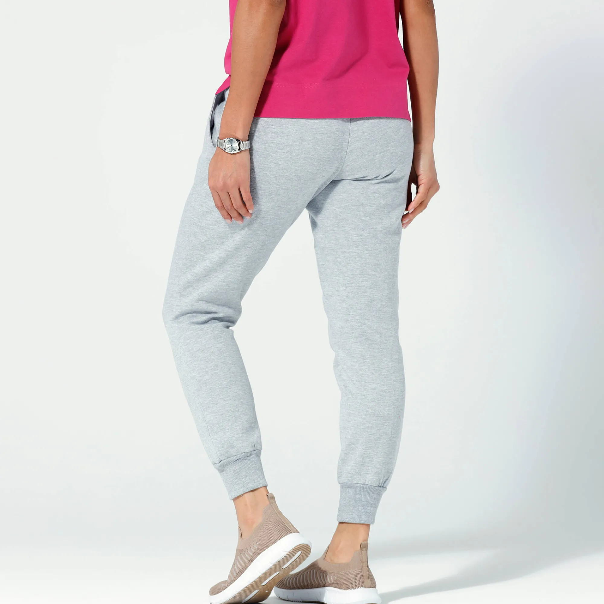 Broek<Blancheporte Joggingbroek in geruwd molton chiné grijs