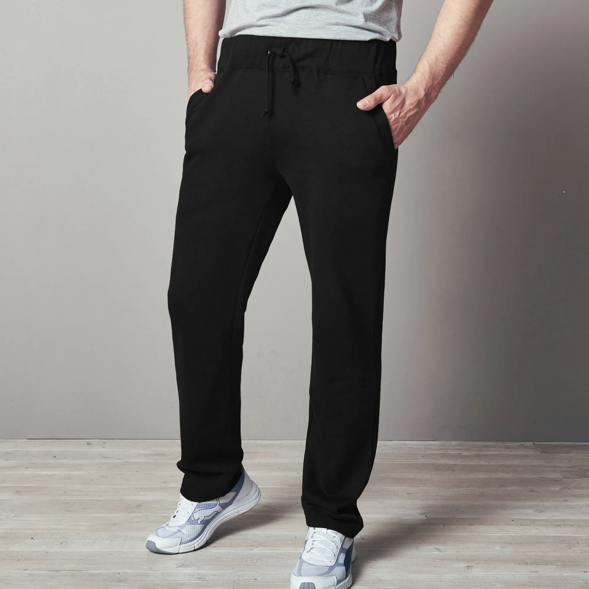 Broek<Blancheporte Joggingbroek in molton met rechte pijponderkanten zwart