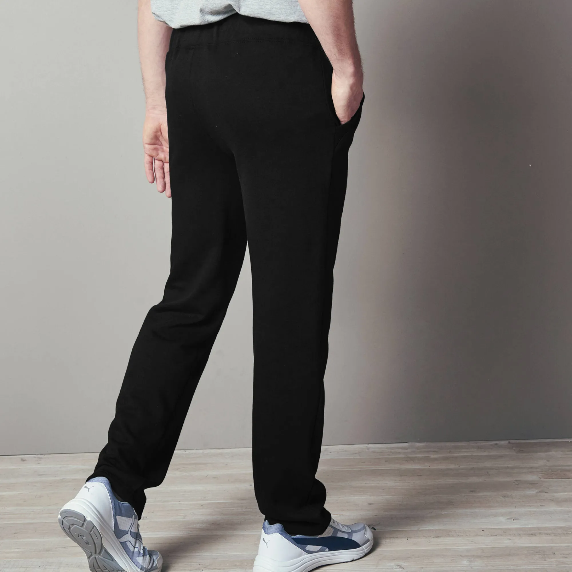 Broek<Blancheporte Joggingbroek in molton met rechte pijponderkanten zwart