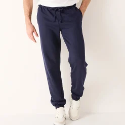 Broek<Blancheporte Joggingbroek in molton met elastische pijponderkanten marine