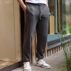 Broek<Blancheporte Joggingbroek in molton met elastische pijponderkanten chiné antraciet