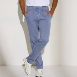 Broek<Blancheporte Joggingbroek in molton met rechte pijponderkanten jeansblauw