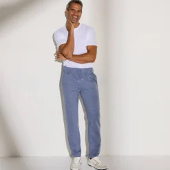 Broek<Blancheporte Joggingbroek in molton met rechte pijponderkanten jeansblauw