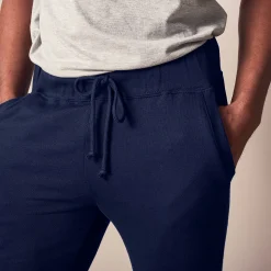 Broek<Blancheporte Joggingbroek in molton met rechte pijponderkanten marine
