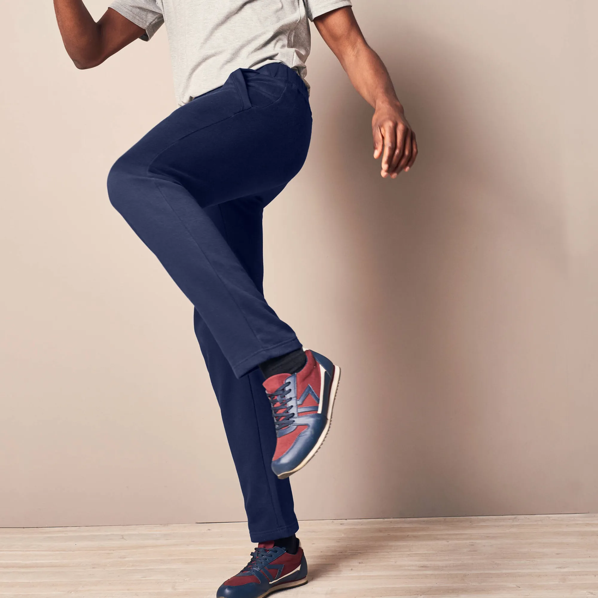 Broek<Blancheporte Joggingbroek in molton met rechte pijponderkanten marine