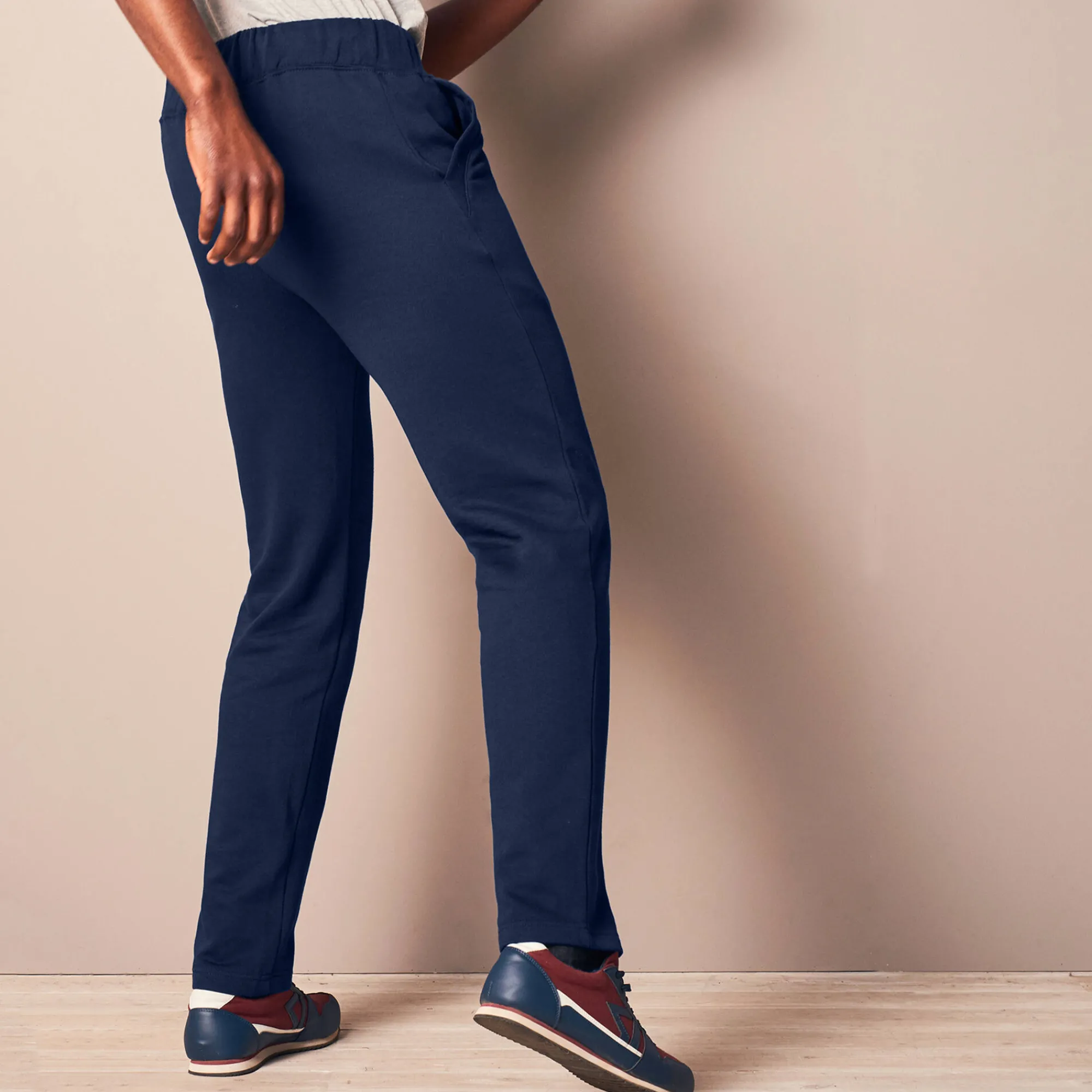 Broek<Blancheporte Joggingbroek in molton met rechte pijponderkanten marine