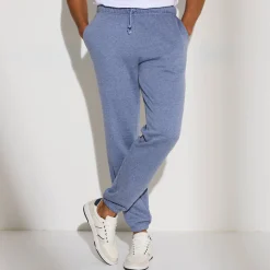 Broek<Blancheporte Joggingbroek in molton met elastische pijponderkanten jeansblauw