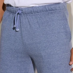 Broek<Blancheporte Joggingbroek in molton met elastische pijponderkanten jeansblauw