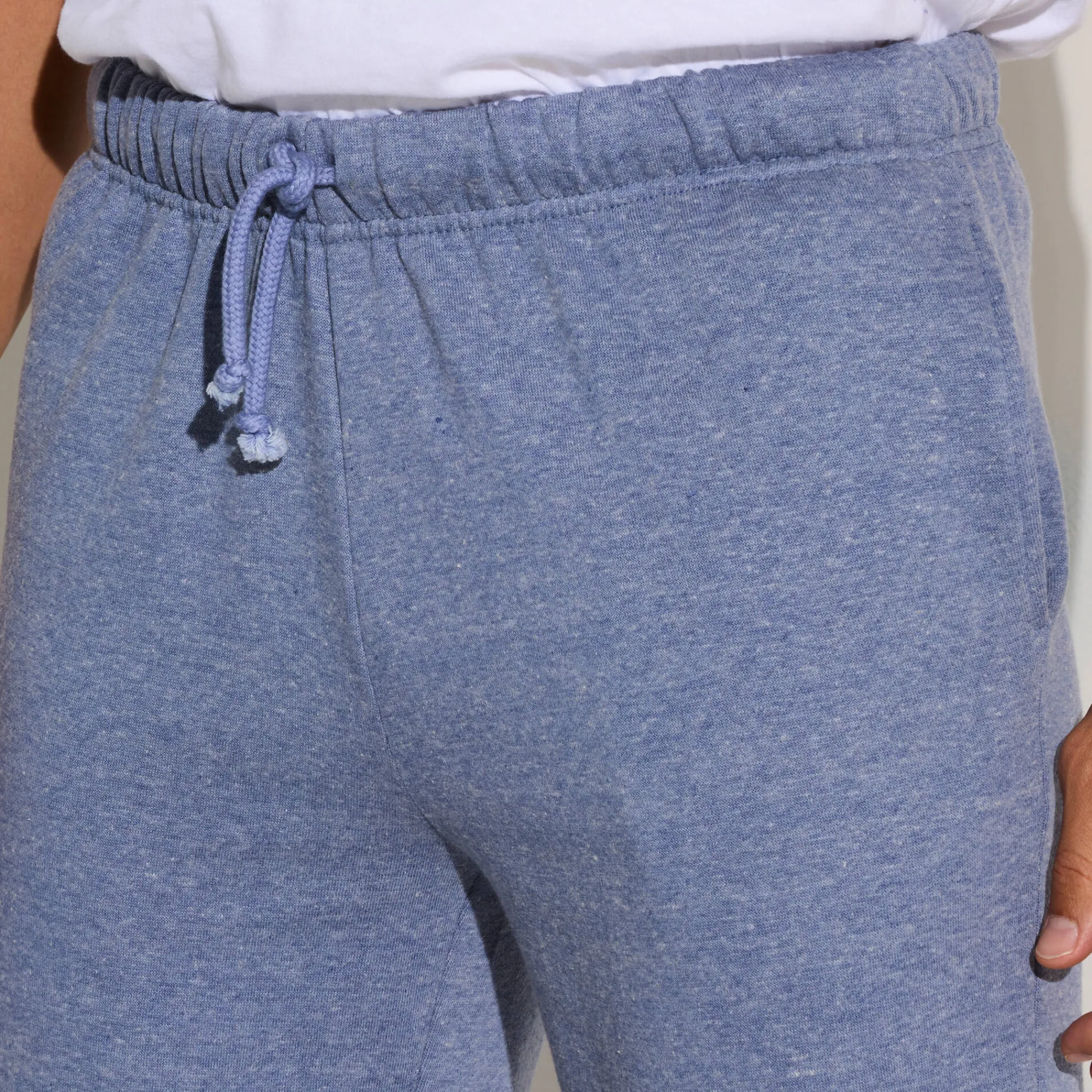 Broek<Blancheporte Joggingbroek in molton met elastische pijponderkanten jeansblauw