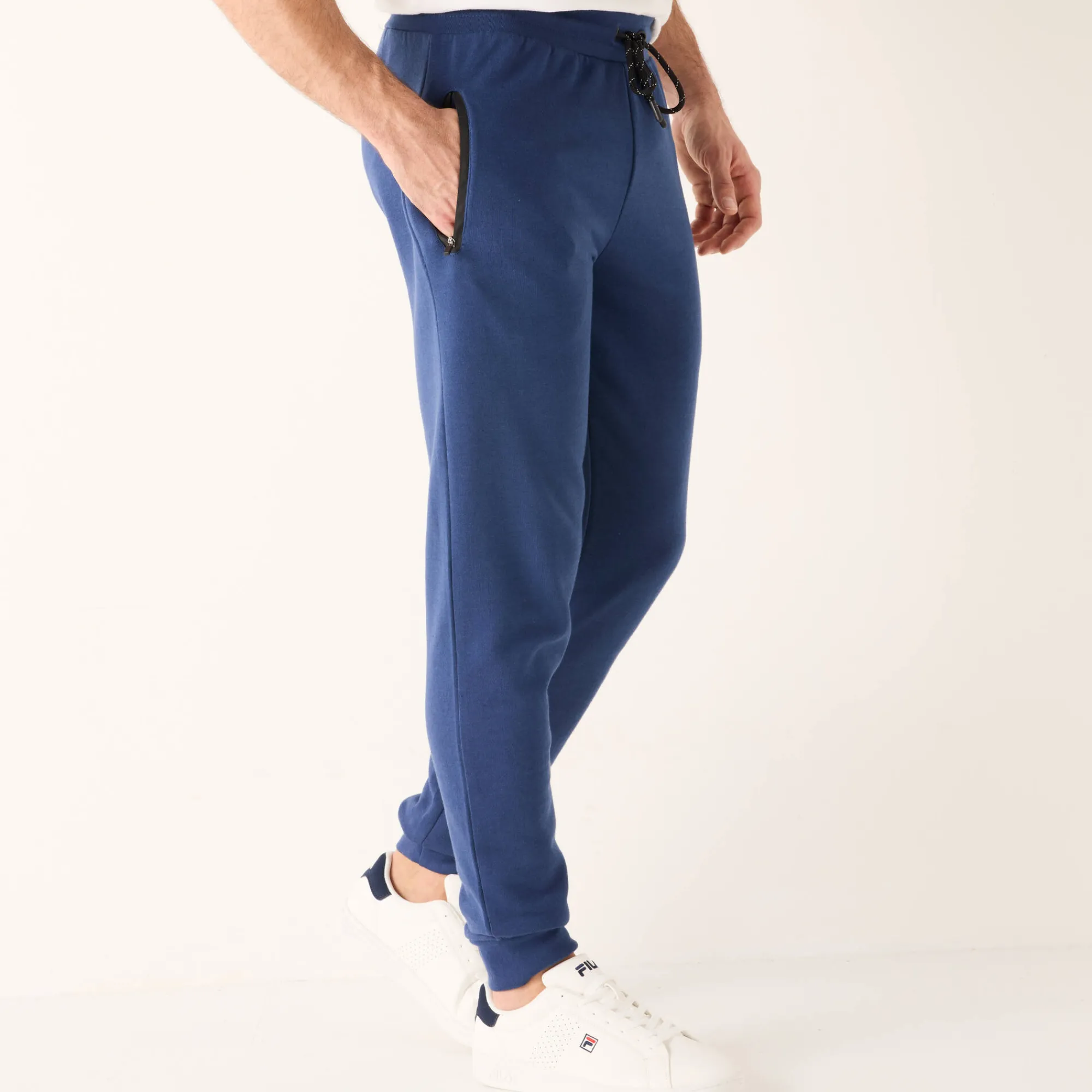 Broek<Blancheporte Joggingbroek met aangetrokken pijponderkanten, contrasterende details denim blauw