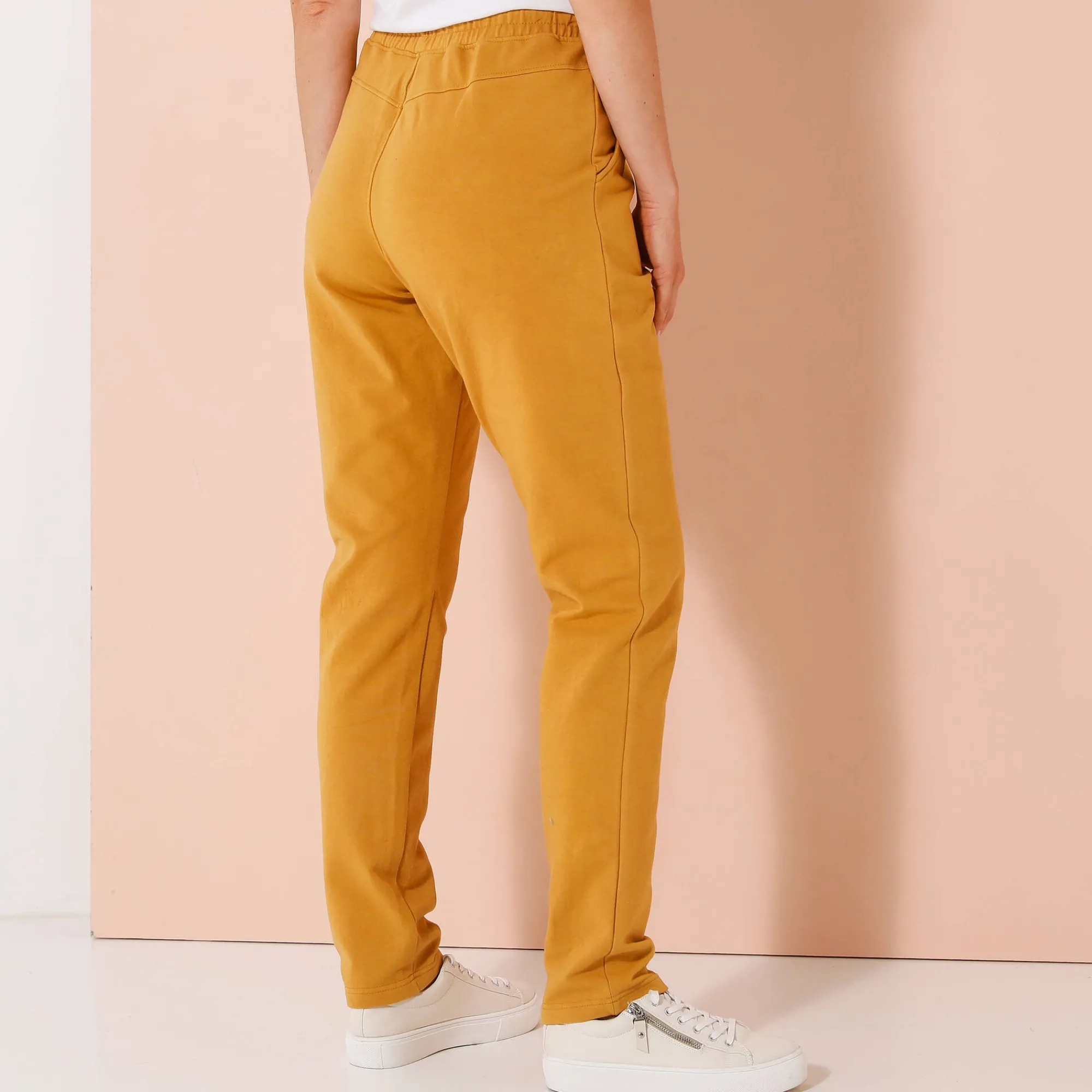 Broek<Blancheporte Joggpant in molton met elastische taille honing