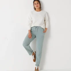Broek<Blancheporte Joggpant in molton met elastische taille grijsgroen