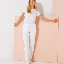 Broek<Blancheporte Joggpant in molton met elastische taille wit