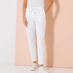 Broek<Blancheporte Joggpant in molton met elastische taille wit