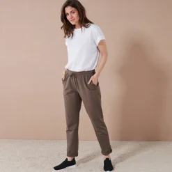 Broek<Blancheporte Joggpant in molton met elastische taille kaki