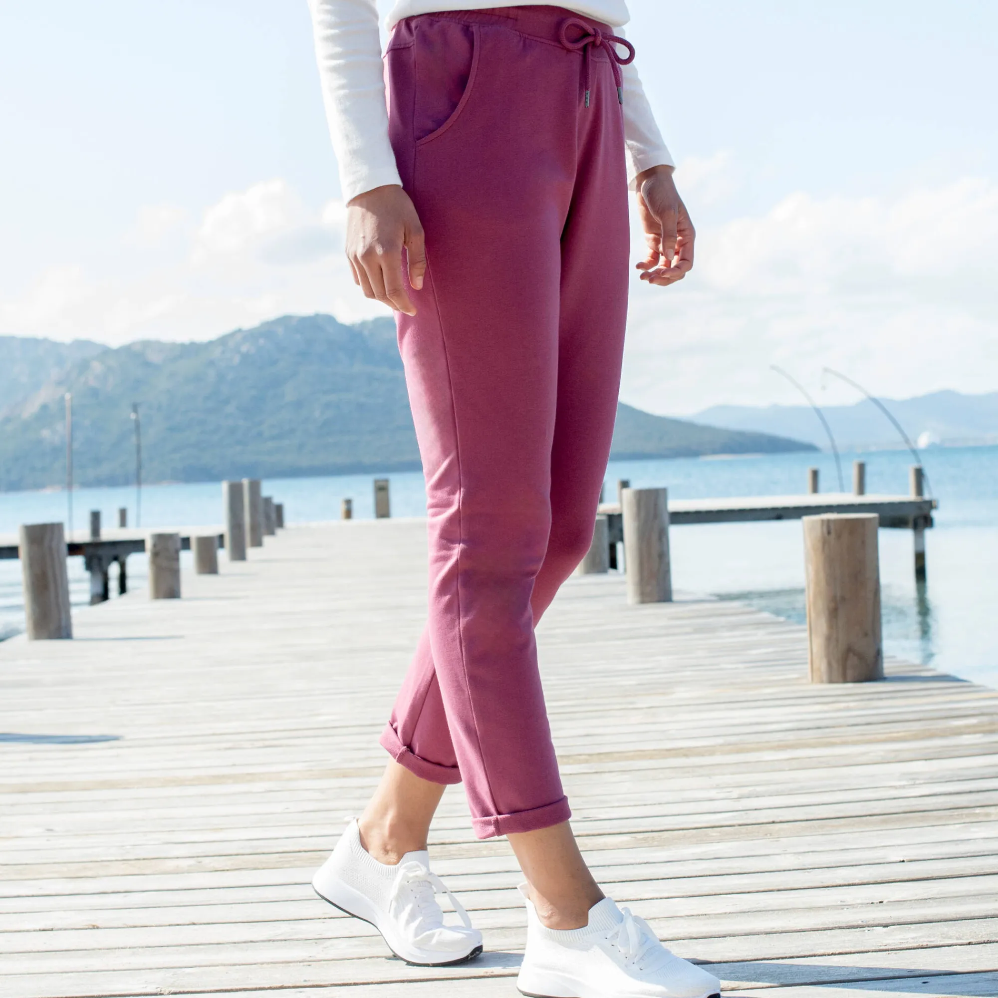 Broek<Blancheporte Joggpant in molton met elastische taille violine