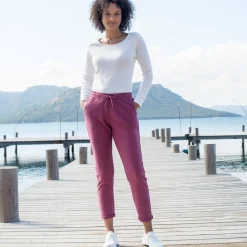 Broek<Blancheporte Joggpant in molton met elastische taille violine