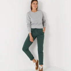 Broek<Blancheporte Joggpant in molton met elastische taille dennengroen
