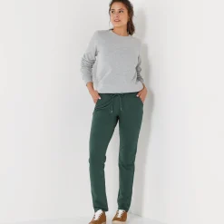 Broek<Blancheporte Joggpant in molton met elastische taille dennengroen
