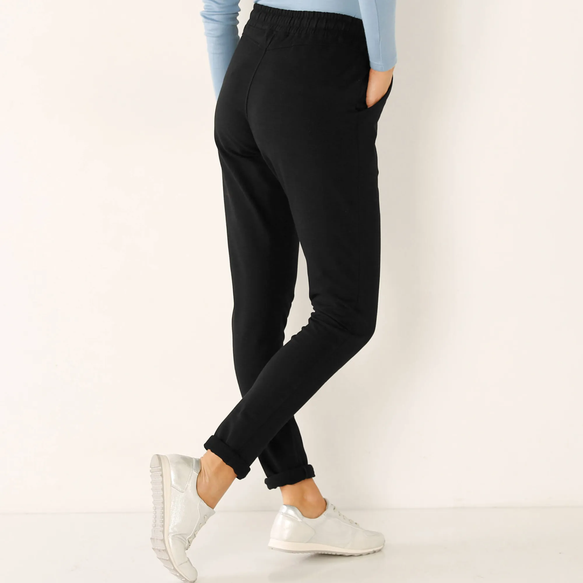 Broek<Blancheporte Joggpant in molton met elastische taille zwart