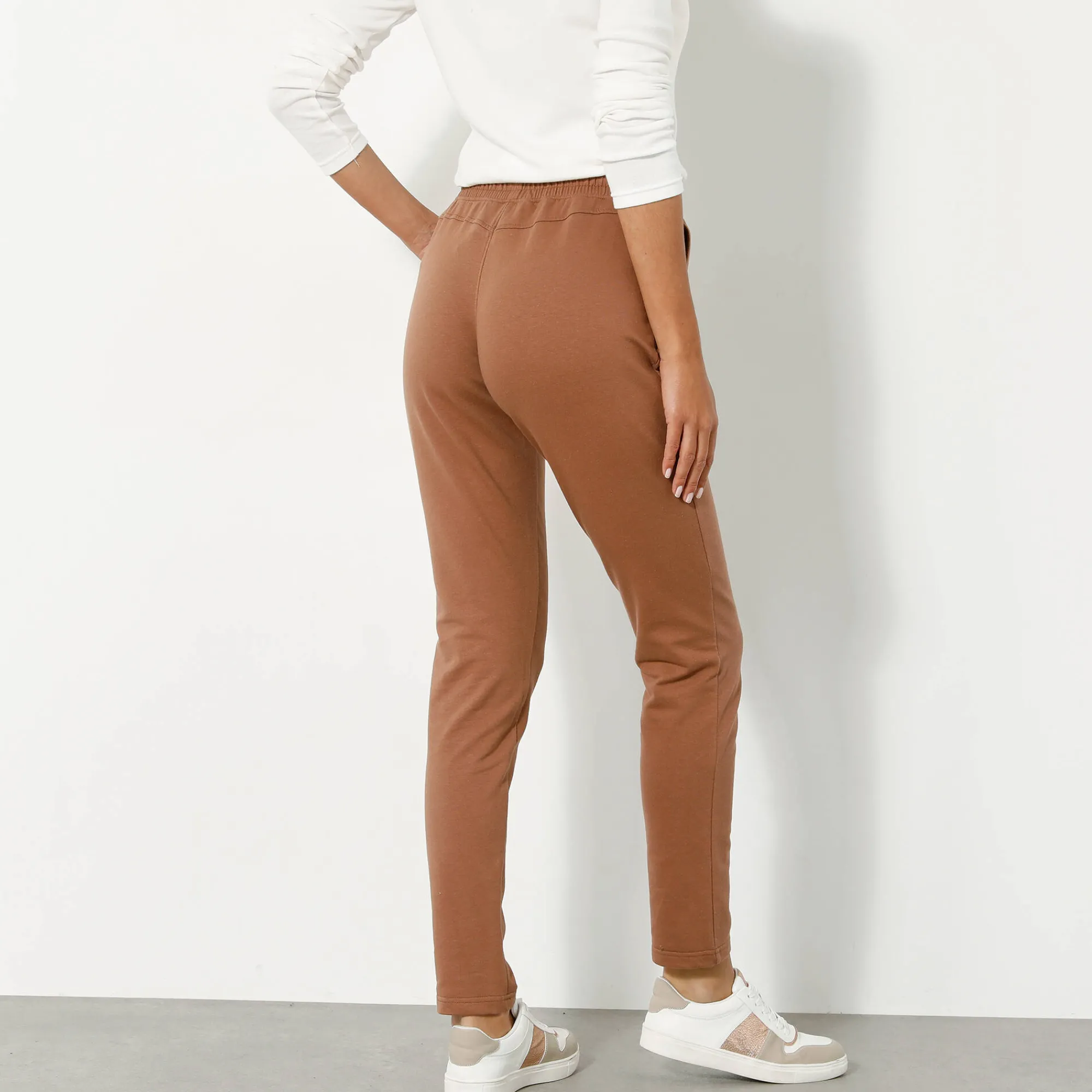 Broek<Blancheporte Joggpant in molton met elastische taille karamel
