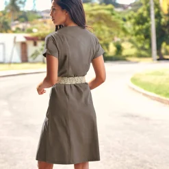 Jurk<Blancheporte Jurk in safaristijl met knoopsluiting taupe