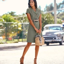 Jurk<Blancheporte Jurk in safaristijl met knoopsluiting kaki