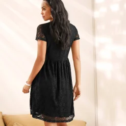 Jurk<Blancheporte Jurk met macramé en kant zwart
