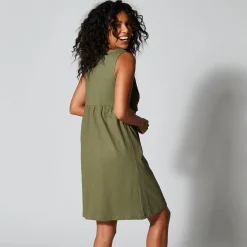 Jurk<Blancheporte Jurk met macramé frontje kaki