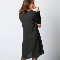 Feestoutfits Dames|Jurk<Blancheporte Jurk met mouwen in plumetis zwart