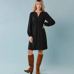 Feestoutfits Dames|Jurk<Blancheporte Jurk met uitlopende onderkant, kleine lengtes zwart