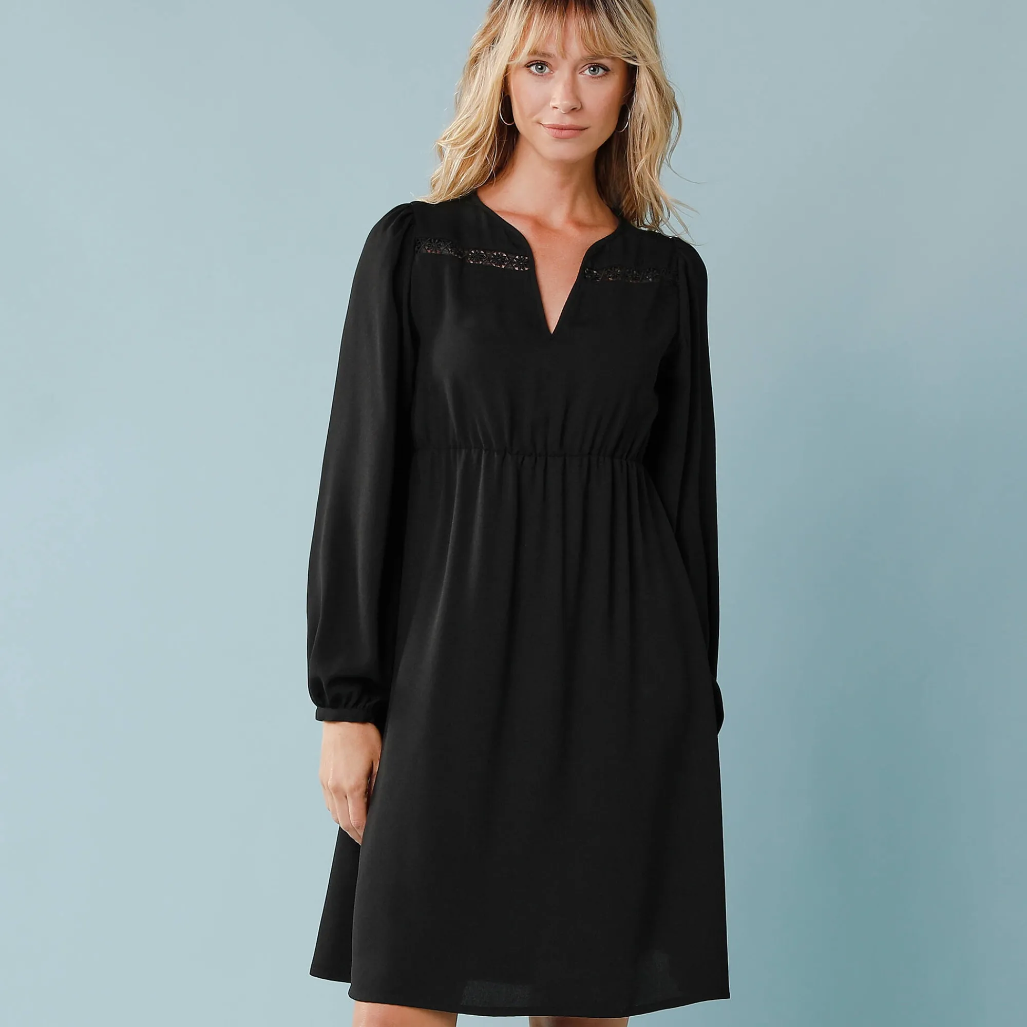 Feestoutfits Dames|Jurk<Blancheporte Jurk met uitlopende onderkant, kleine lengtes zwart